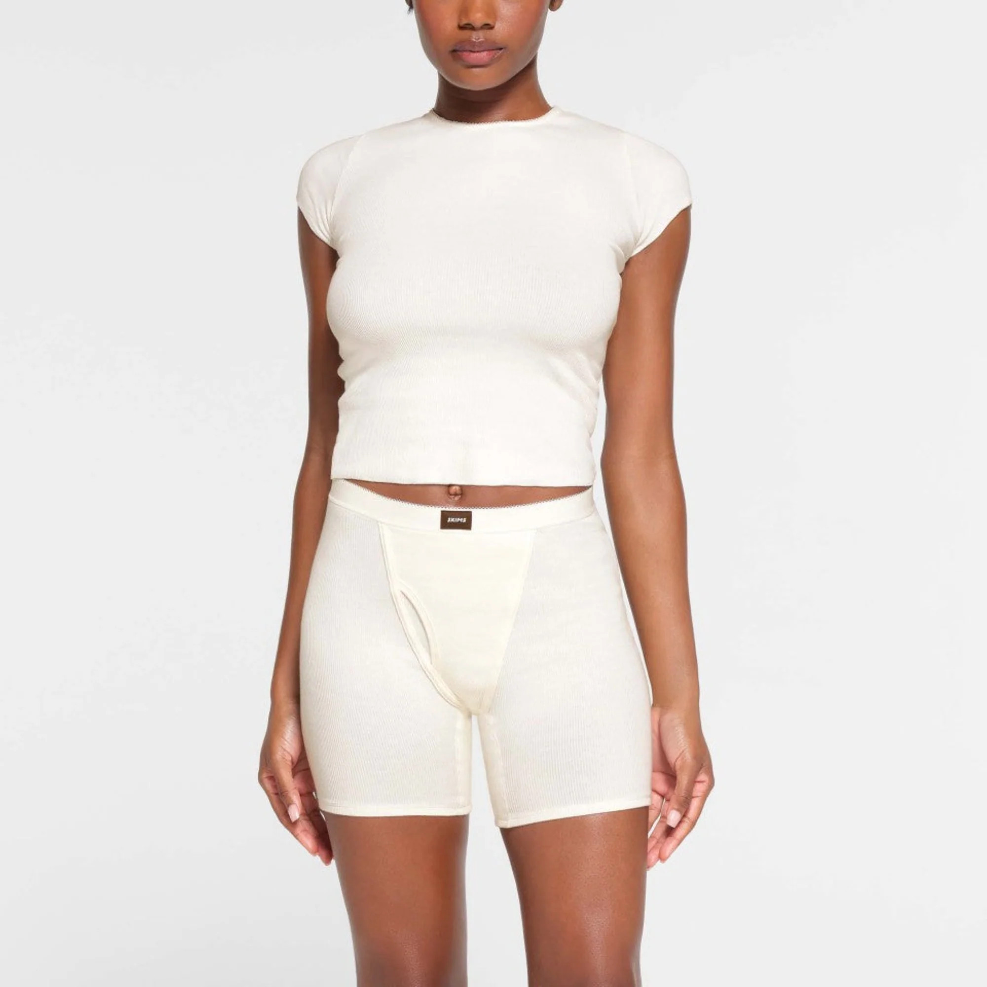 SKIMS Picot T-Shirt | White | 2XL | Cotton Rib | SKIMS (US)