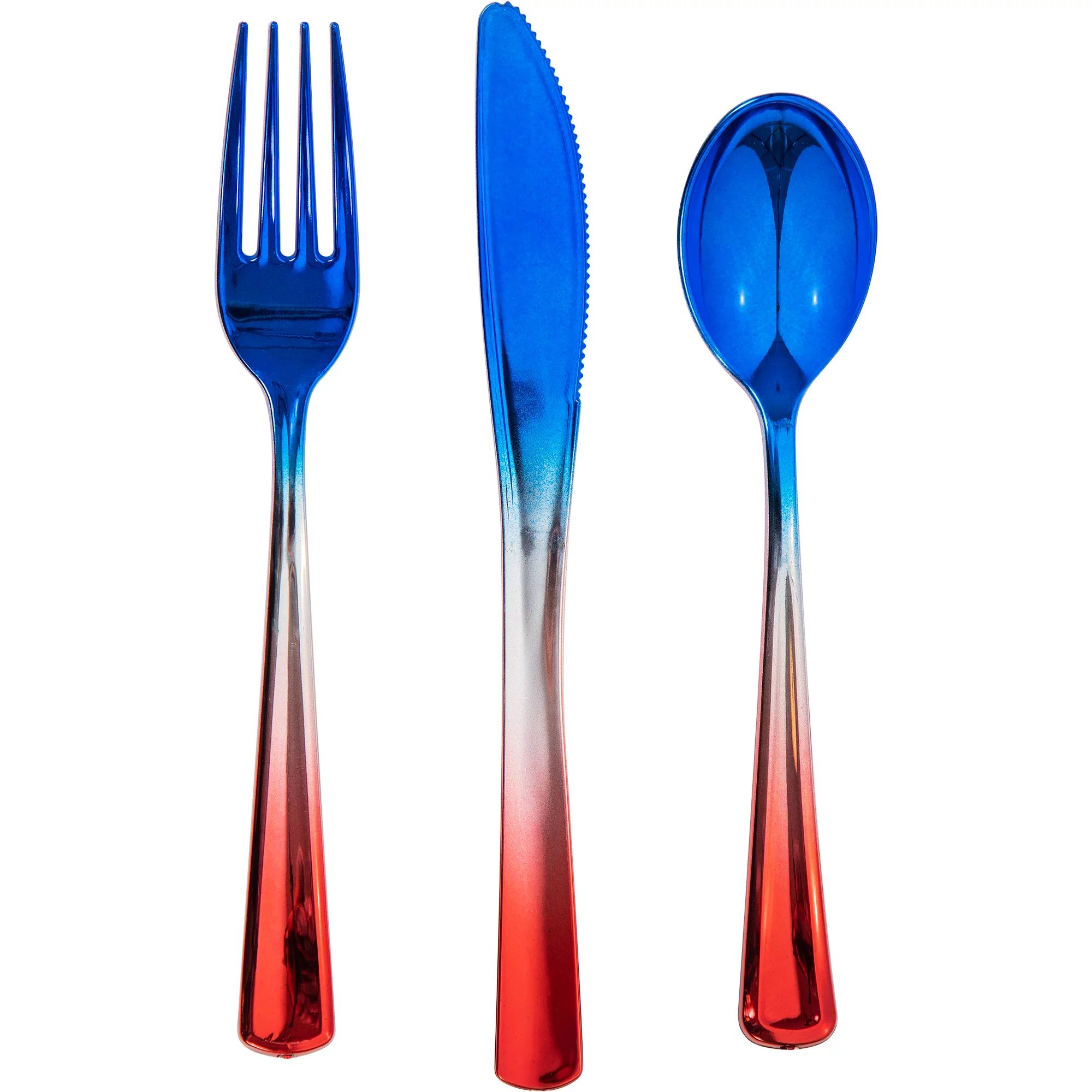 Way to Celebrate Patriotic Red, White and Blue Electroplated Assorted Plastic Cutlery 24 ct | Walmart (US)