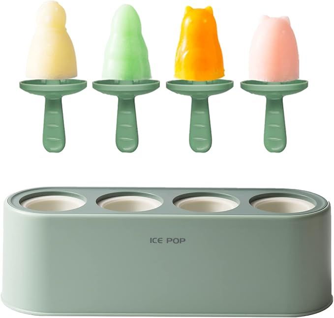Popsicle Molds 4 Pieces, Silicone Popsicle Molds Cartoon Shape, Baby Popsicle Molds BPA Free, Reu... | Amazon (US)