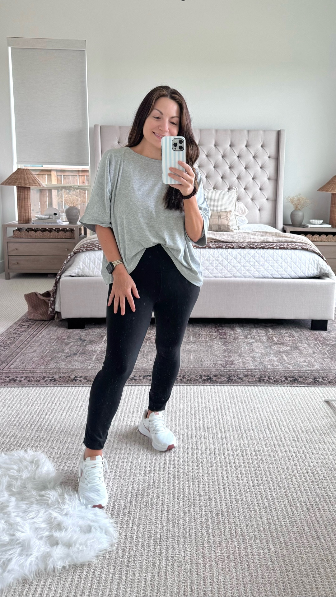 easy everyday outfit I’ve been reaching for on repeat 🤍 this oversized tee is one of my favorites (I have it in several colors) and these Amazon leggings and Nike sneakers are part of the Big Spring Sale right now 🙌🏼 and are the perfect comfy but put together look. perfect for running errands, mom life, travel days or just staying comfortable while still feeling put together. everything is linked for you + sharing a few more favorite finds too. follow me on LTK for daily outfit ideas, home decor & Amazon finds ✨ casual outfit ideas, everyday outfits, comfy outfit ideas, amazon leggings outfit, athleisure outfit women, running errands outfit, neutral outfit inspo, spring outfit ideas casual, affordable fashion finds, capsule wardrobe basics

#LTKvlog #LTKSaleAlert #LTKootd