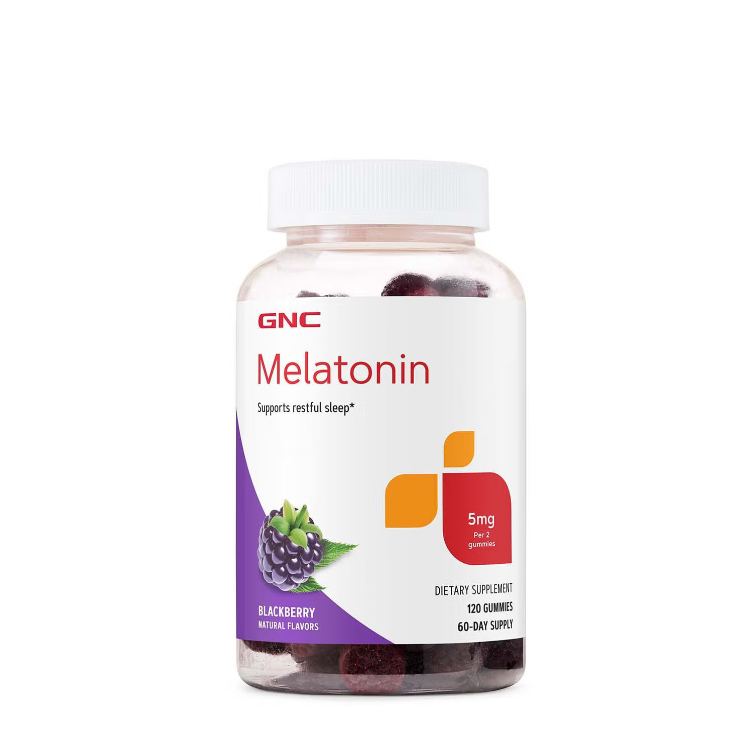Melatonin Gummies 5 mg - Blackberry - 120 Gummies (60 Servings) | GNC