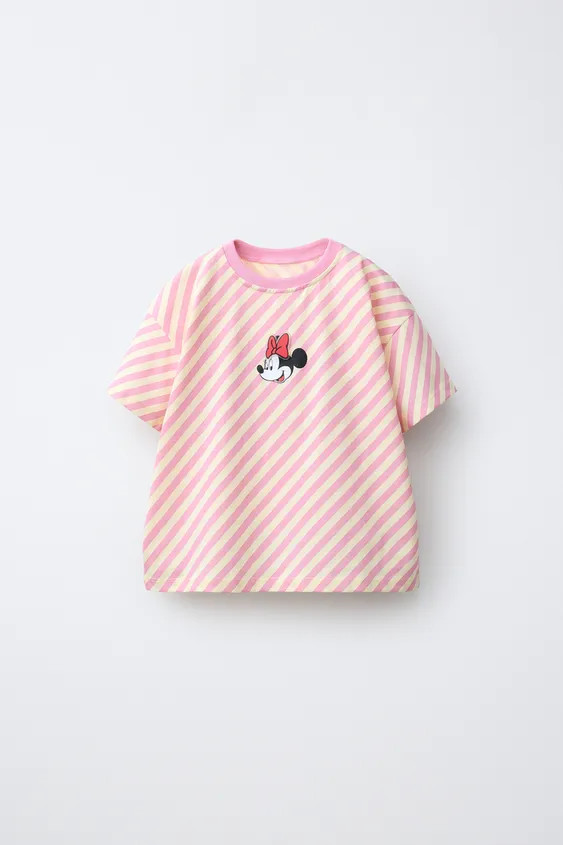 STRIPED RUBBER PATCH MINNIE MOUSE \u00a9 DISNEY T-SHIRT | Zara US