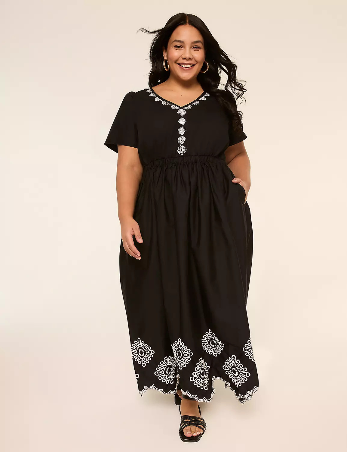Flutter-Sleeve V-Neck Maxi Dress | Lane Bryant (US)