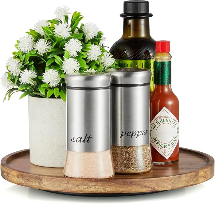 9" Acacia Wood Lazy Susan Turntable Organizer, Lazy Susan for Table Top Cabinet Dining Pantry Cou... | Amazon (US)