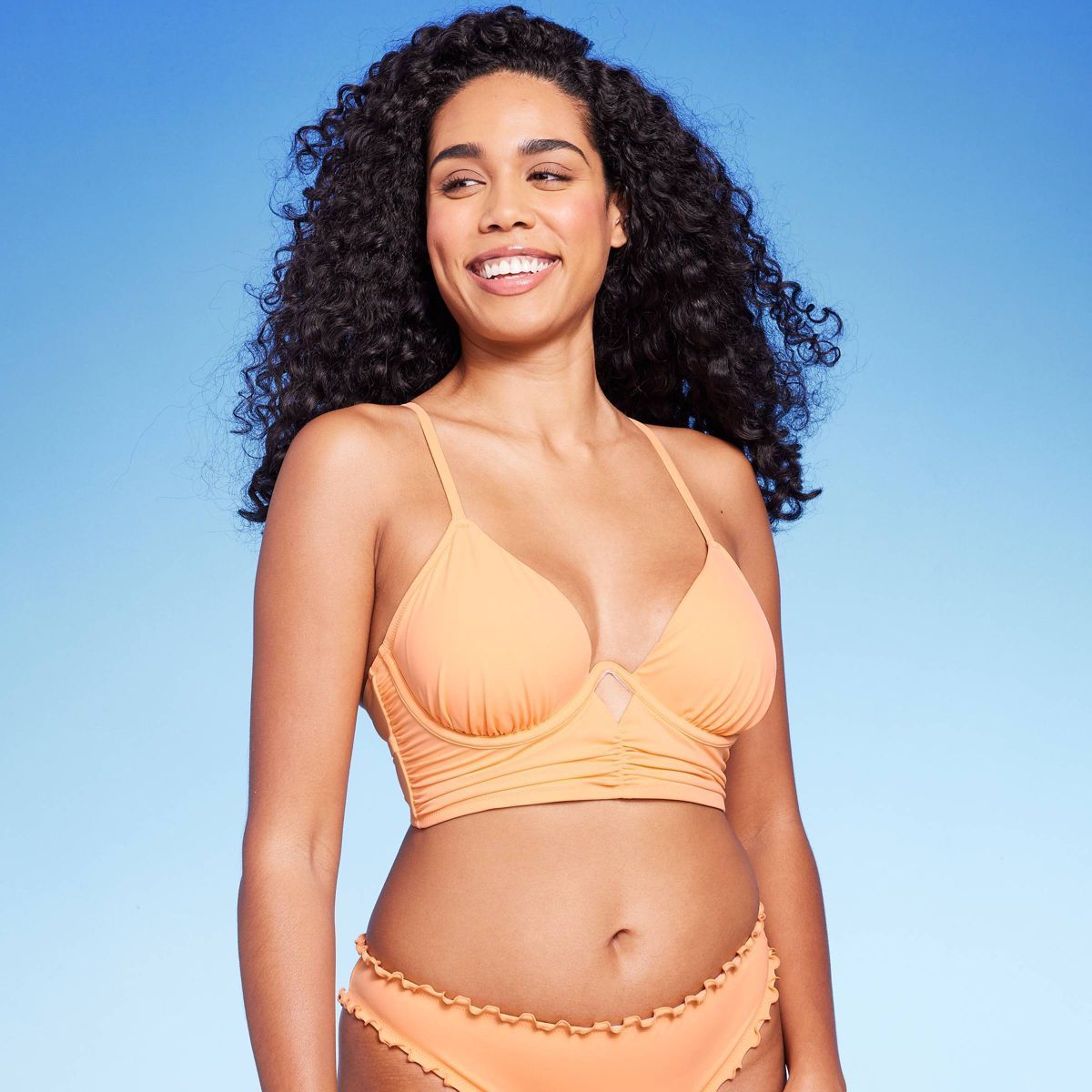 Women's Shirred Keyhole Underwire Bikini Top - Shade & Shore™ Peach | Target