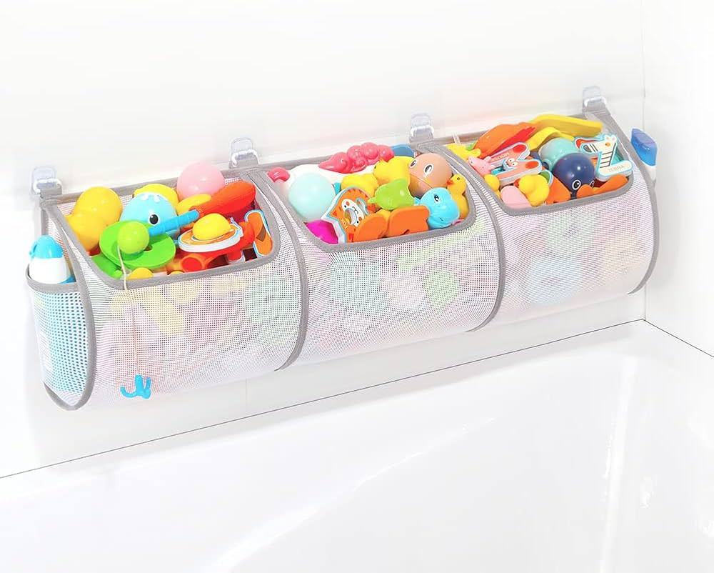 Bathtub Toy Holder，Prevent Spots，Bath Toy Storage Bath Toys for Kids Ages 4-8 30“x8.7”Mes... | Amazon (US)