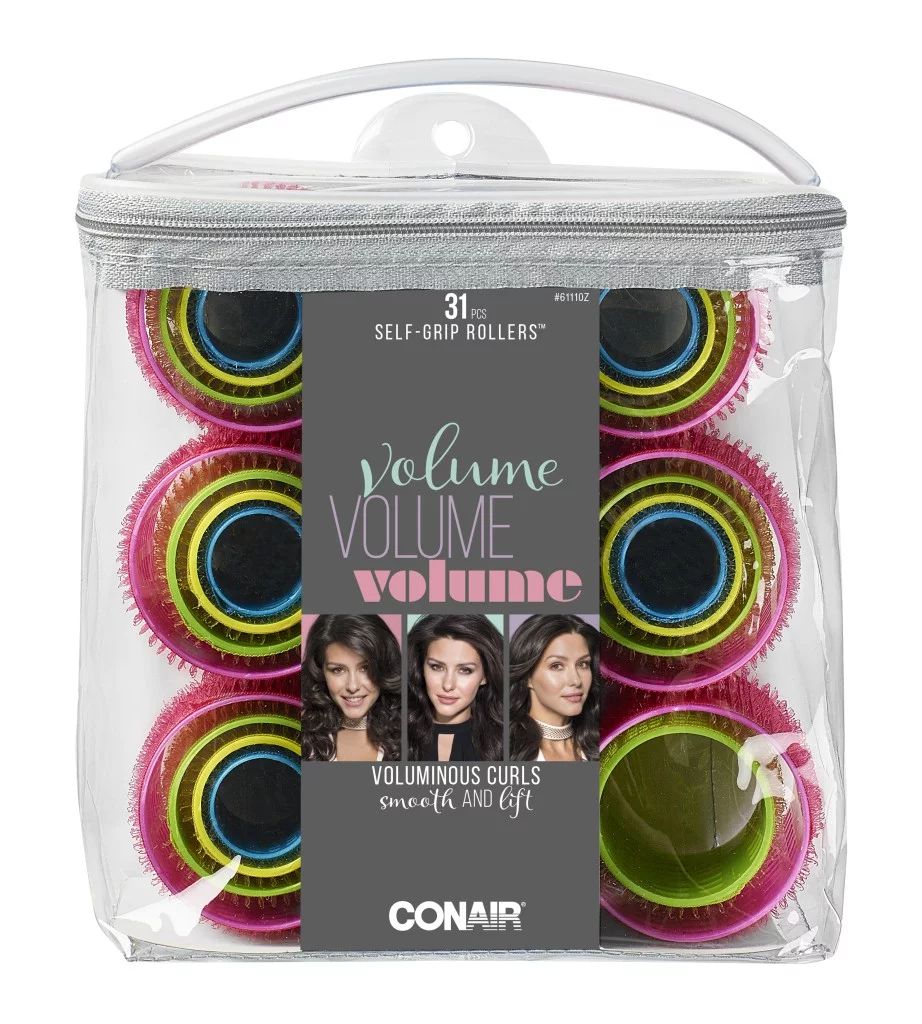 Conair Classic Volumizing Hair Self Grip Rollers, Assorted Sizes, Neon Colors, 31 Ct | Walmart (US)