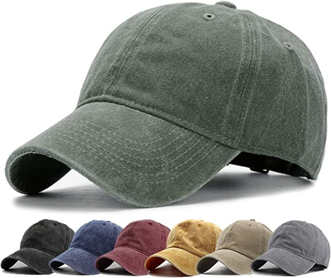 HH HOFNEN Men Women Washed Distressed Twill Cotton Baseball Cap Vintage Adjustable Dad Hat | Amazon (US)