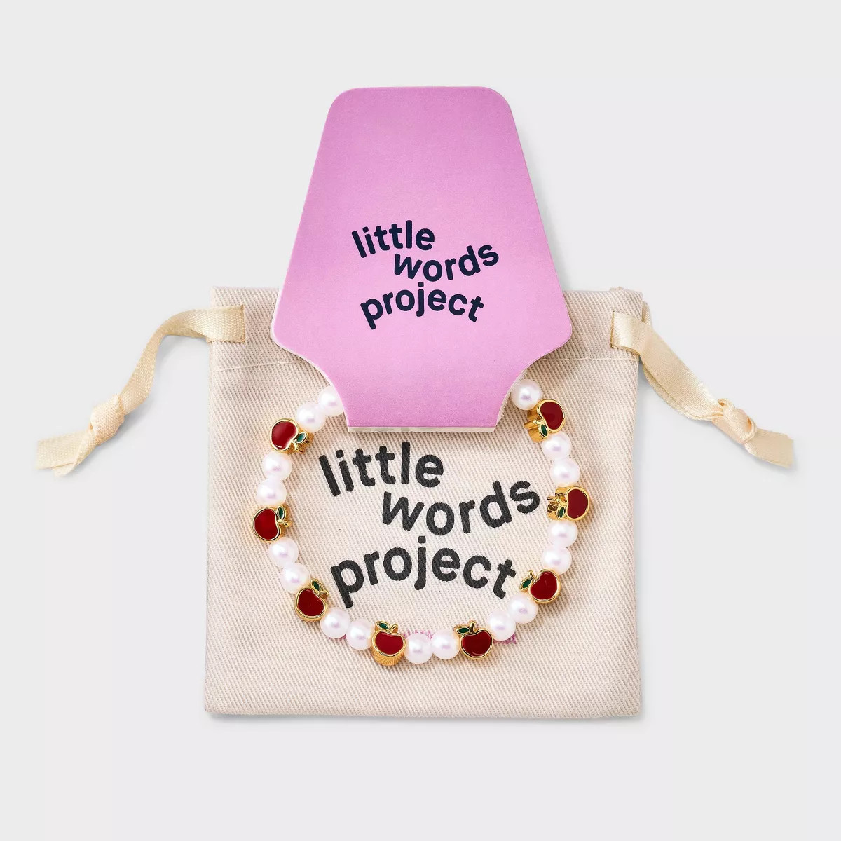 Little Words Project Apple Stacker Beaded Bracelet - Pearl/Red/Gold | Target