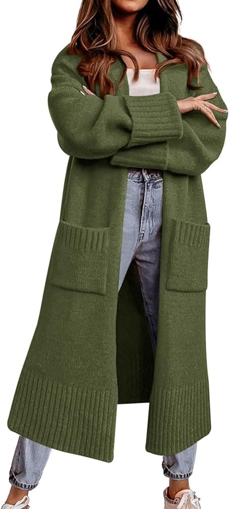 Danedvi Long Cardigan Sweaters for Women 2023 Fall Open Front Knit Oversized Cardigans Duster Coa... | Amazon (US)