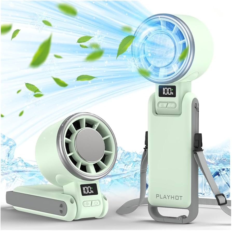 PlayHot Upgraded Portable Handheld Fan with 60\u00b0F Ice Cooling, Up tp 12Hrs Hand Held Portable... | Amazon (US)
