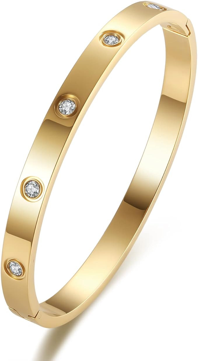 Love Friendship Bracelet Bangle Women Teen Girls Classical Stainless Steel Jewelry with Cubic Zir... | Amazon (US)