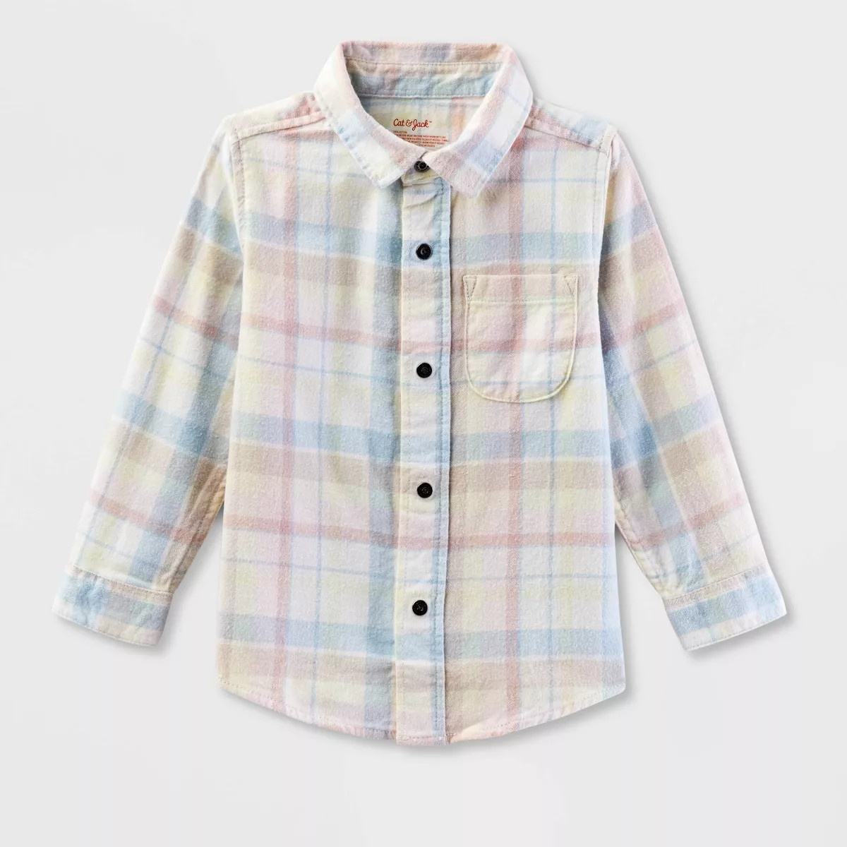 Boys' Adaptive Long Sleeve Plaid Woven Top - Cat & Jack™ Pink/Cream | Target