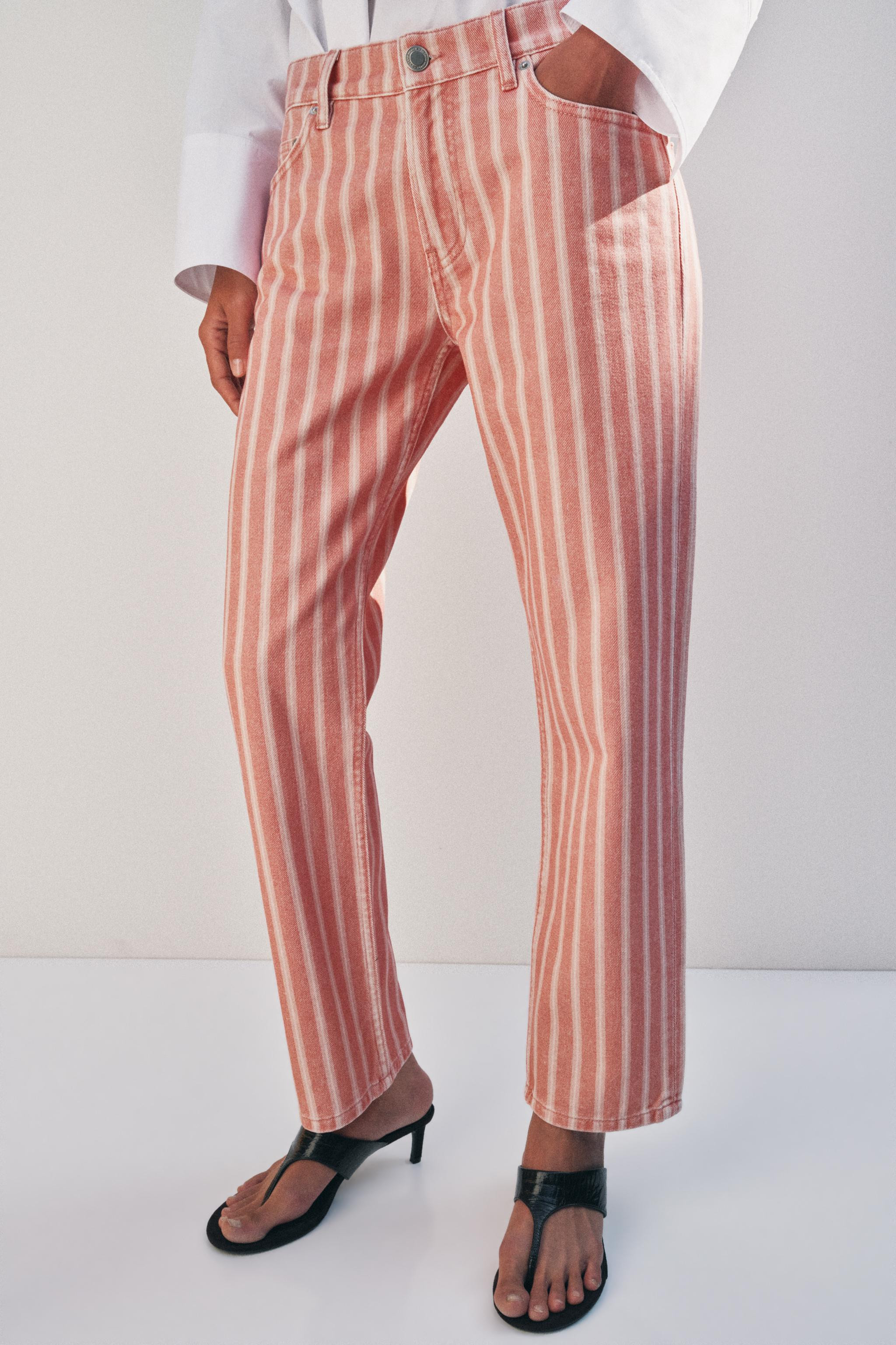 ZW COLLECTION MID-RISE STRIPED SLIM JEANS | Zara US