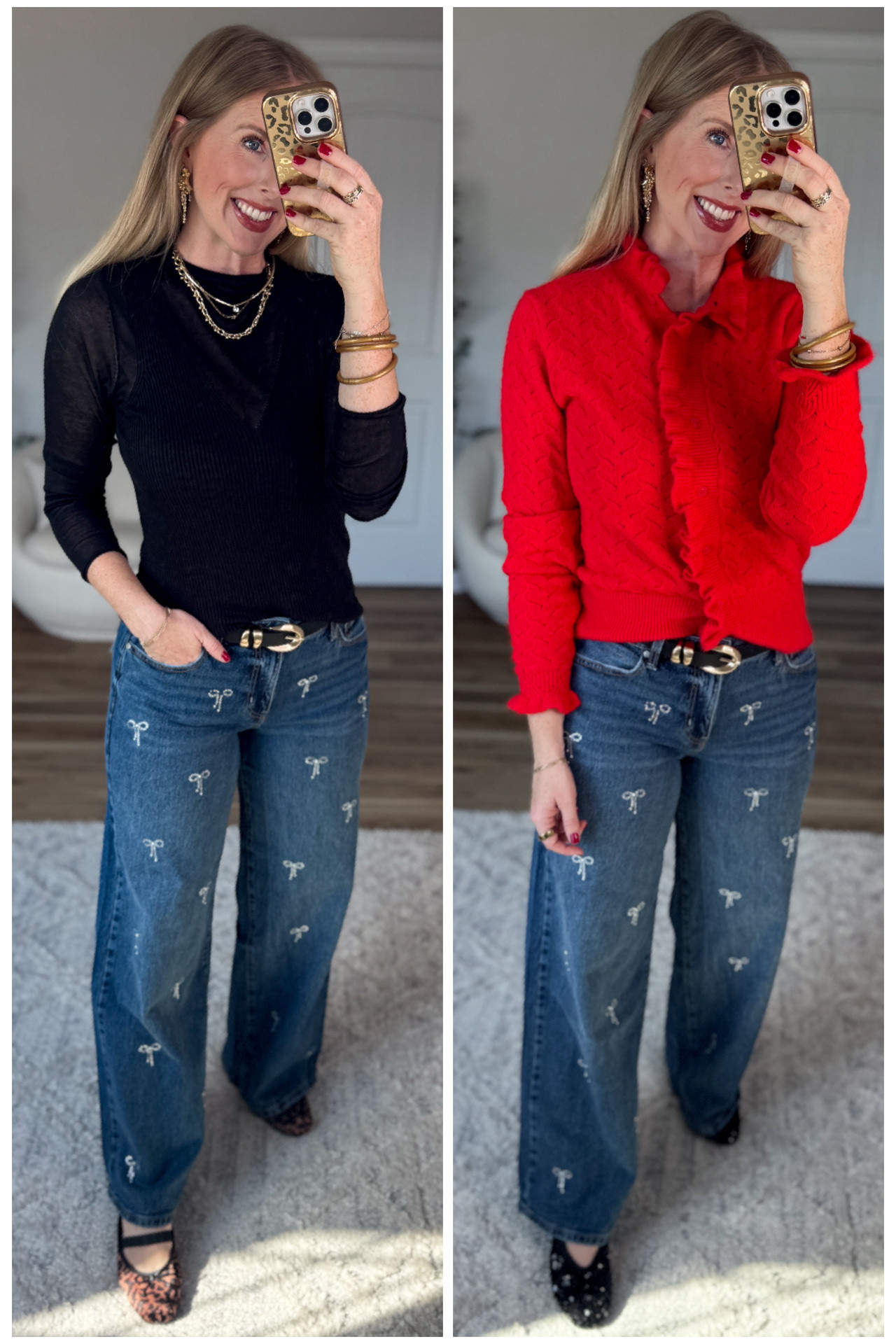 2 ways to style these embellished bow jeans from Walmart!