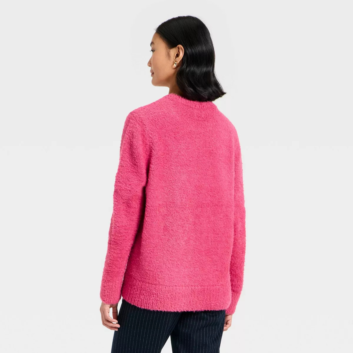 Women's Long Sleeve Fuzzy Pullover Sweater - A New Day™ Pink XS | Target