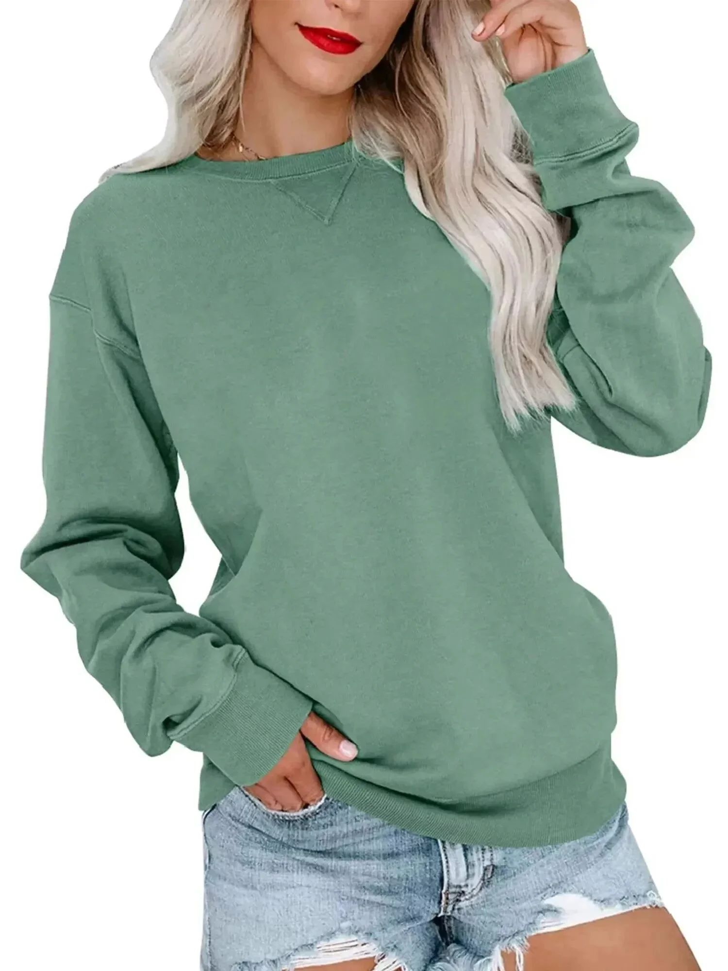 MOSHU Casual Womens Sweatshirts Long Sleeve Crewneck Tops Oversized Pullover Shirts for Women | Walmart (US)
