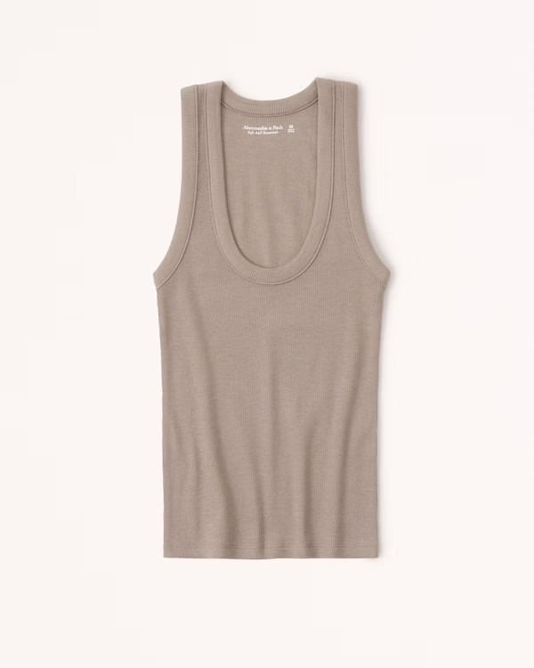 Essential Rib Tuckable Scoopneck Tank | Abercrombie & Fitch (US)