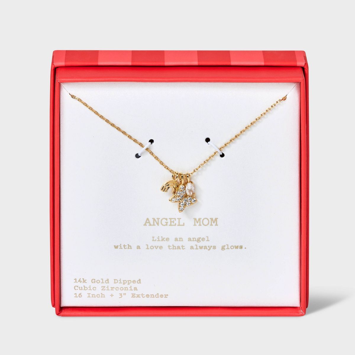 14k Gold Dipped Cubic Zirconia Rainbow and Butterfly Charm Pendant Necklace - A New Day™ Gold | Target
