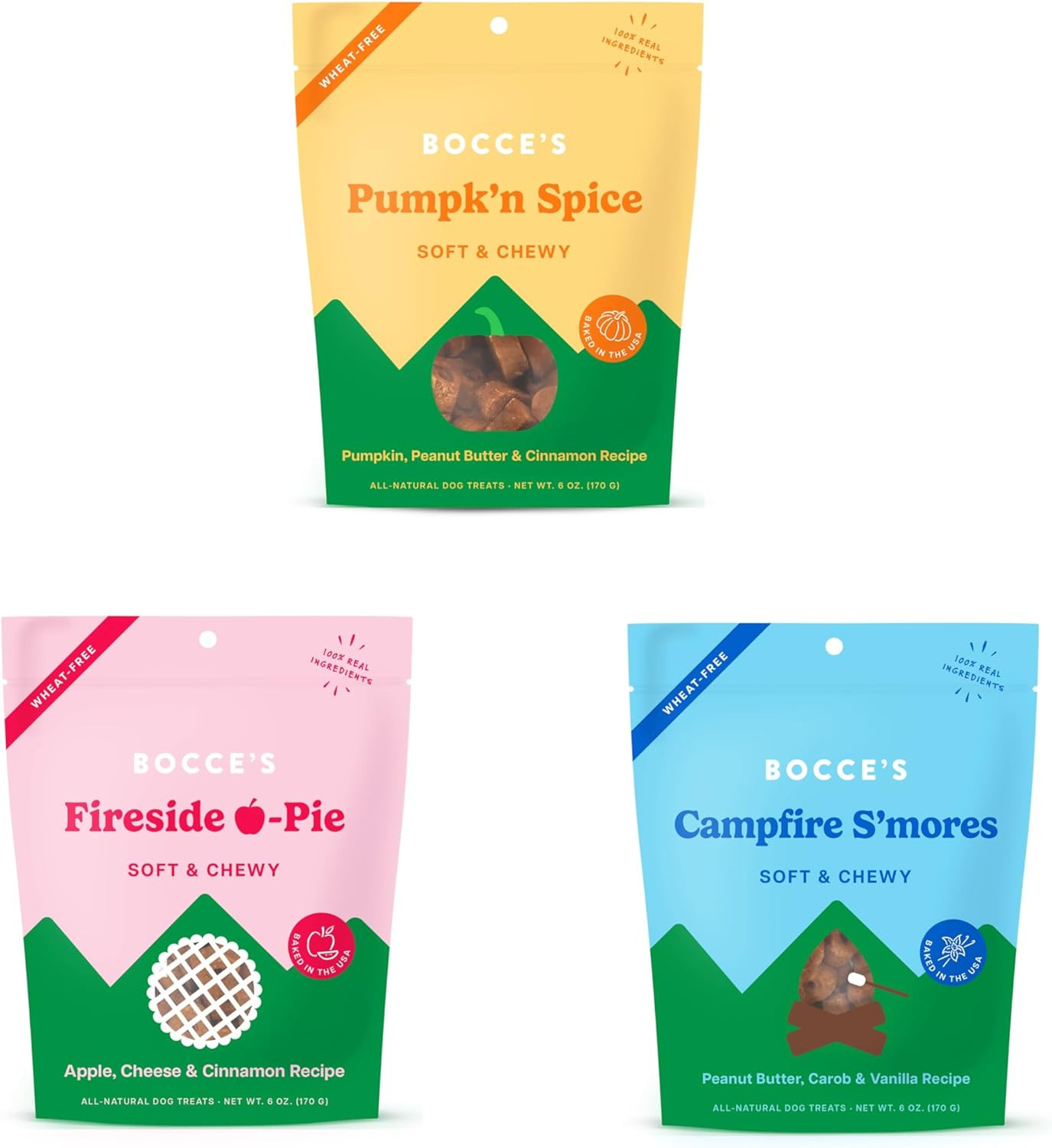 Bocce's Bakery by The Fire Treat Bundle for Dogs, Wheat-Free Everyday Dog Treats, Made with Real ... | Amazon (US)