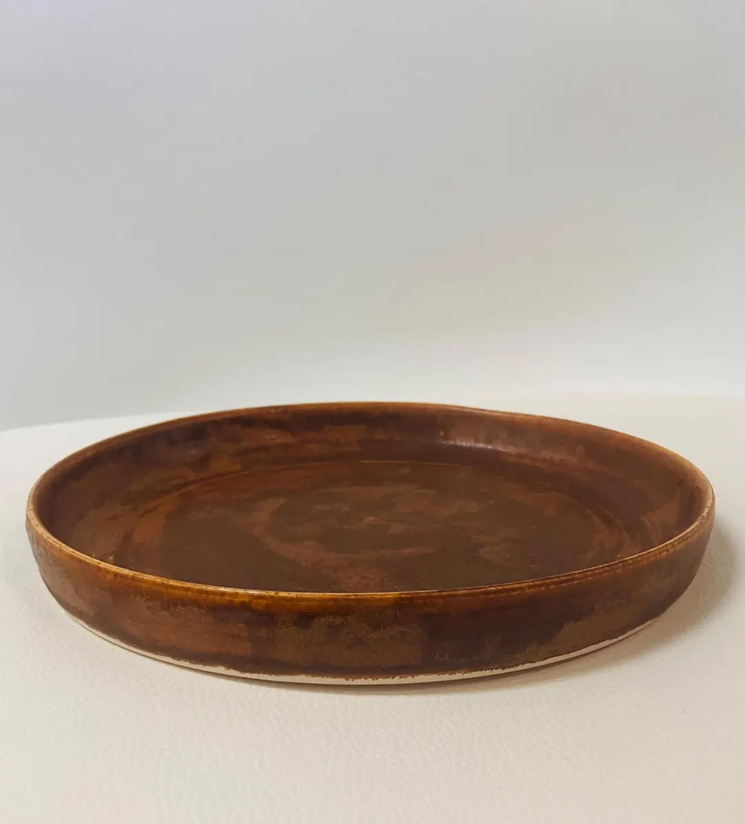 Brown Amber Porcelain Saucer/Snack Plate, Textured Drain Plate | Etsy (US)