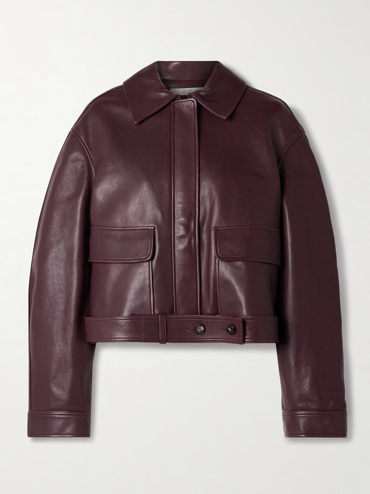 Co - Belted Leather Jacket - Burgundy | NET-A-PORTER (UK & EU)