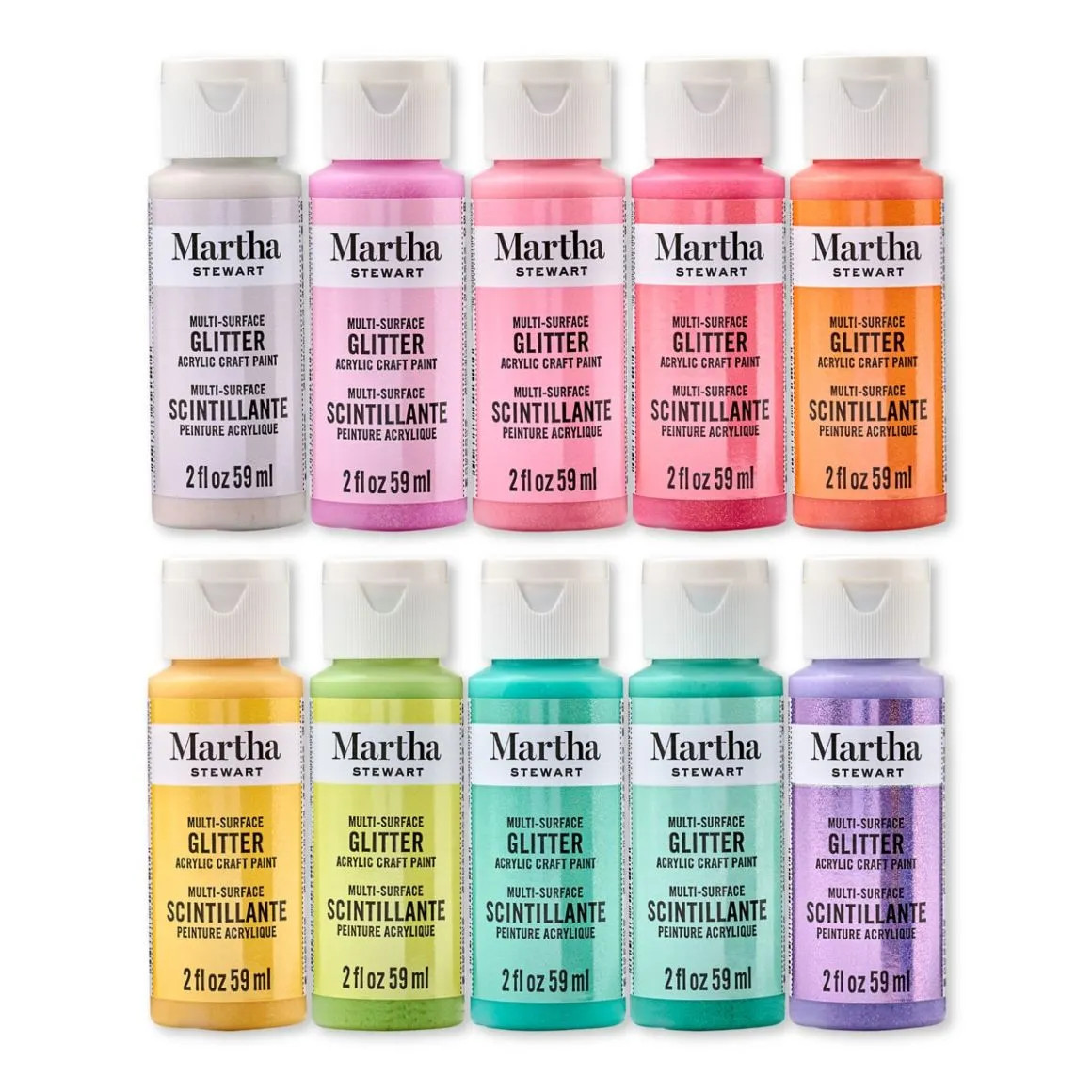 Martha Stewart™ Rainbow Sparkles Collection - Multi-Surface Glitter Paint Set - 10 pc. - 68709 | Plaid Crafts