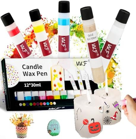 VVF Candle Wax Pen Set – 12 Vibrant Colors with Glitter Pens for Fun DIY Candle Painting, Candl... | Amazon (US)