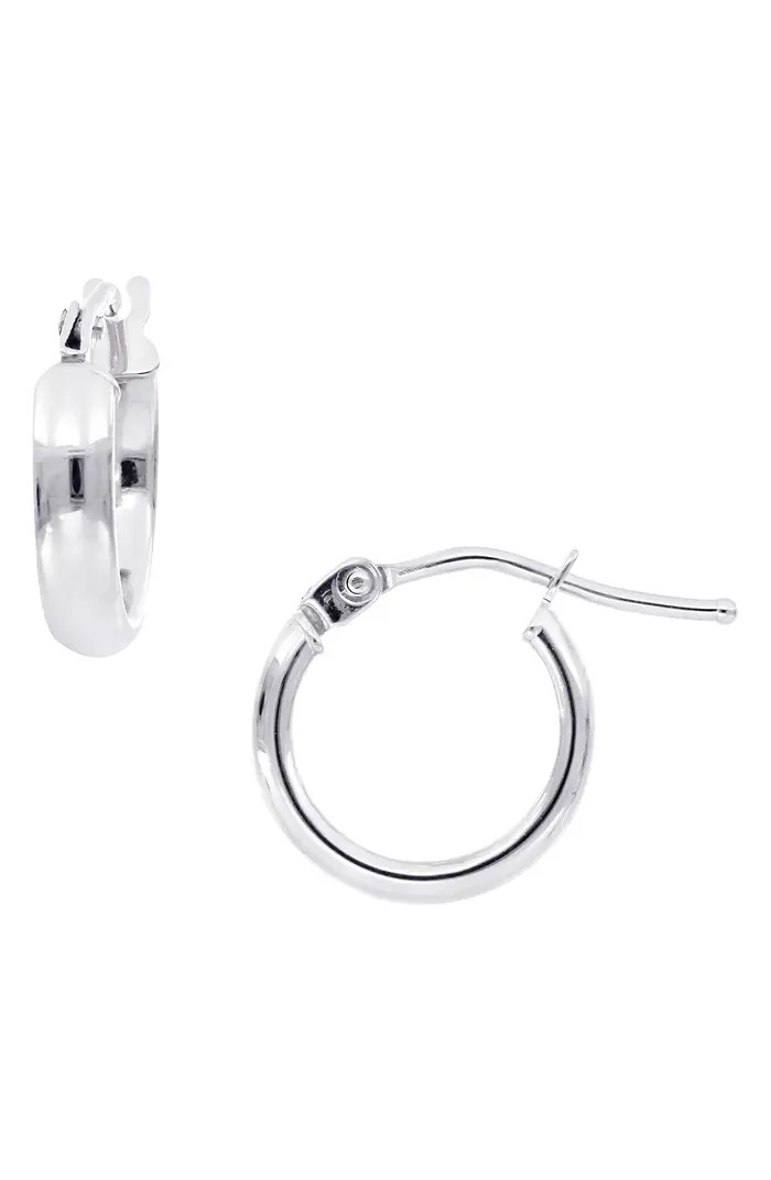 14K Gold Beveled Edge Huggie Hoop Earrings | Nordstrom