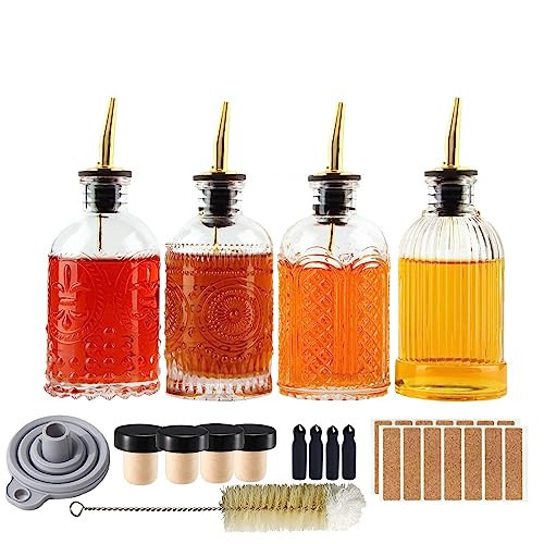Shining Craft Syrup Dispenser Bottles Set, 4 Pack 7 OZ Bottles With Metal Pour Spout and Labels for Syrups, SC055 (4 Pack) | Amazon (US)