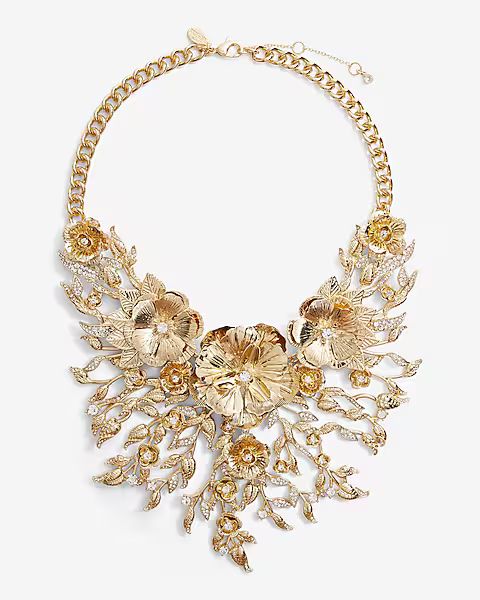 Rhinestone Flower Chain Necklace | Express