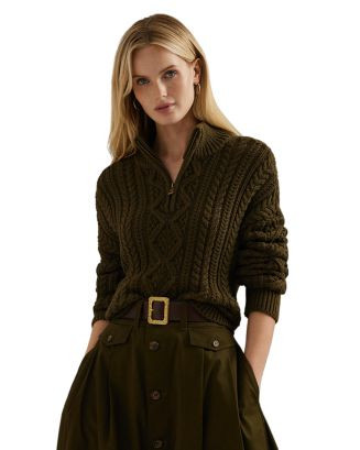 Ralph Lauren Cable Knit Quarter Zip Sweater  | Bloomingdale's Women | Bloomingdale's (US)