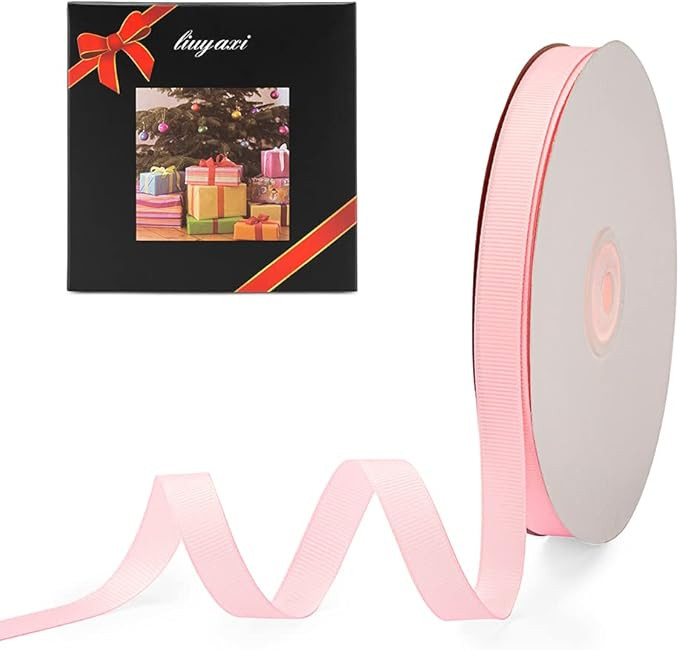 LIUYAXI 1/2" X 50 Yards Solid Pink Grosgrain Ribbon, Perfect for Crafts, Wedding Decor, DIY Hair ... | Amazon (US)