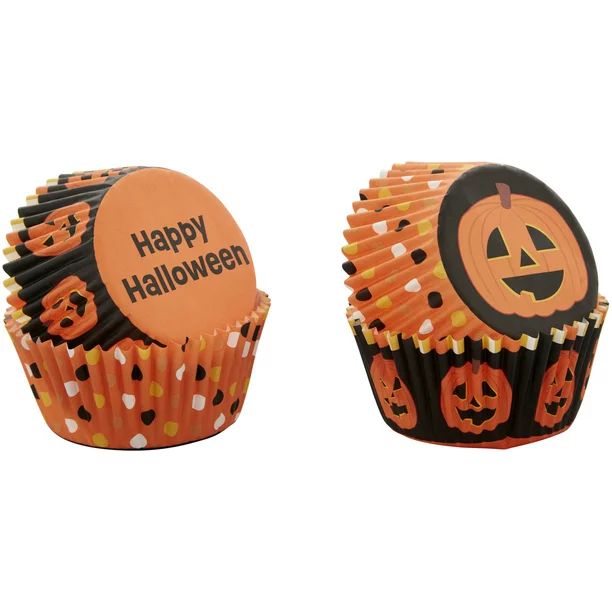 Great Value “Happy Halloween" Paper Jack-O-Lantern Cupcake Liners, 48-Count - Walmart.com | Walmart (US)