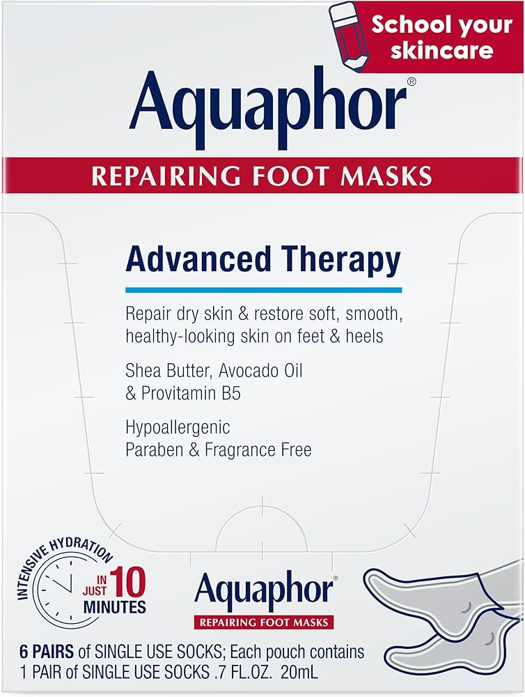 Aquaphor Repairing Foot Masks, Moisturizing Socks for Dry Feet, Hydrating Foot Care Treatment wit... | Amazon (US)