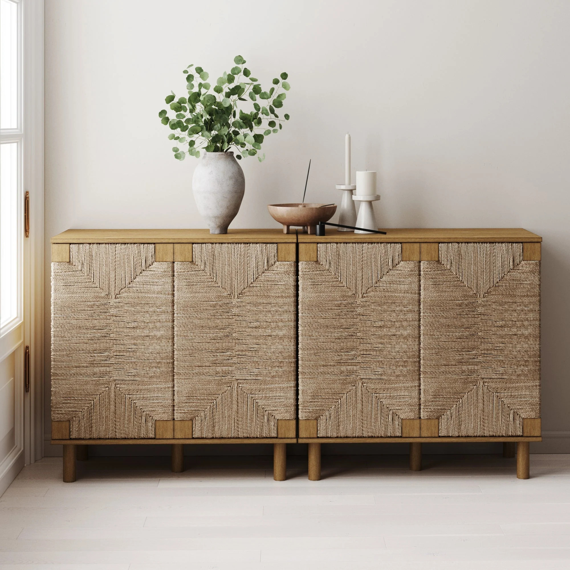 Seagrass Storage Cabinet Credenza Brown (Set of 2) | Nathan James