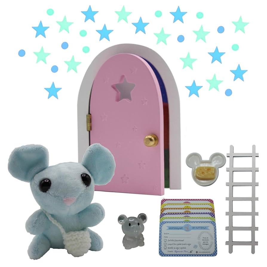Qué Kawaii® MAGICAL Pérez mouse kit. DOOR THAT OPENS AND SHINES IN THE DARK Wooden door and+cr... | Amazon (US)