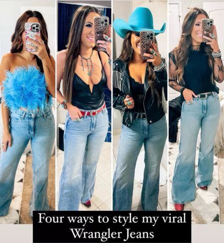 My favorite jeans! Four ways to style my viral wanderer wrangler jeans and I’m obsessed I have them in 3 washes I sized up one and also did the longest inseam they have! They're so versatile perfect for casual outfits, country concert outfits, and going out outfits too!
5/8

#LTKStyleTip #LTKFestival #LTKFindsUnder100