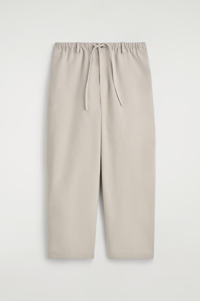 Barrel-Leg Drawstring Trousers in Beige | COS UK