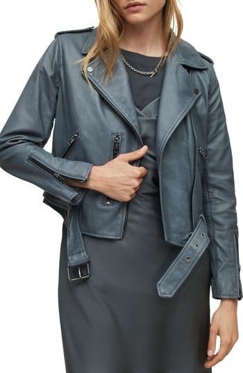 Women's Belted Crop Leather Moto Jacket | Nordstrom