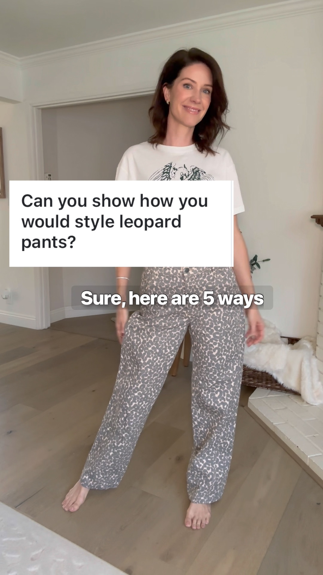 Leopard pants: size small (if between size down) 
Queen shirt is oversized: I’m in an XS
Blazer: TTS
Sneakers: tts 
Pearl top: small
Boot: if between go down half a size 
White denim is oversized: I have a small 
Gold mules TTS 

#leoparddenim #leopardpants #concertoutfit #workwear #oversizedblazer