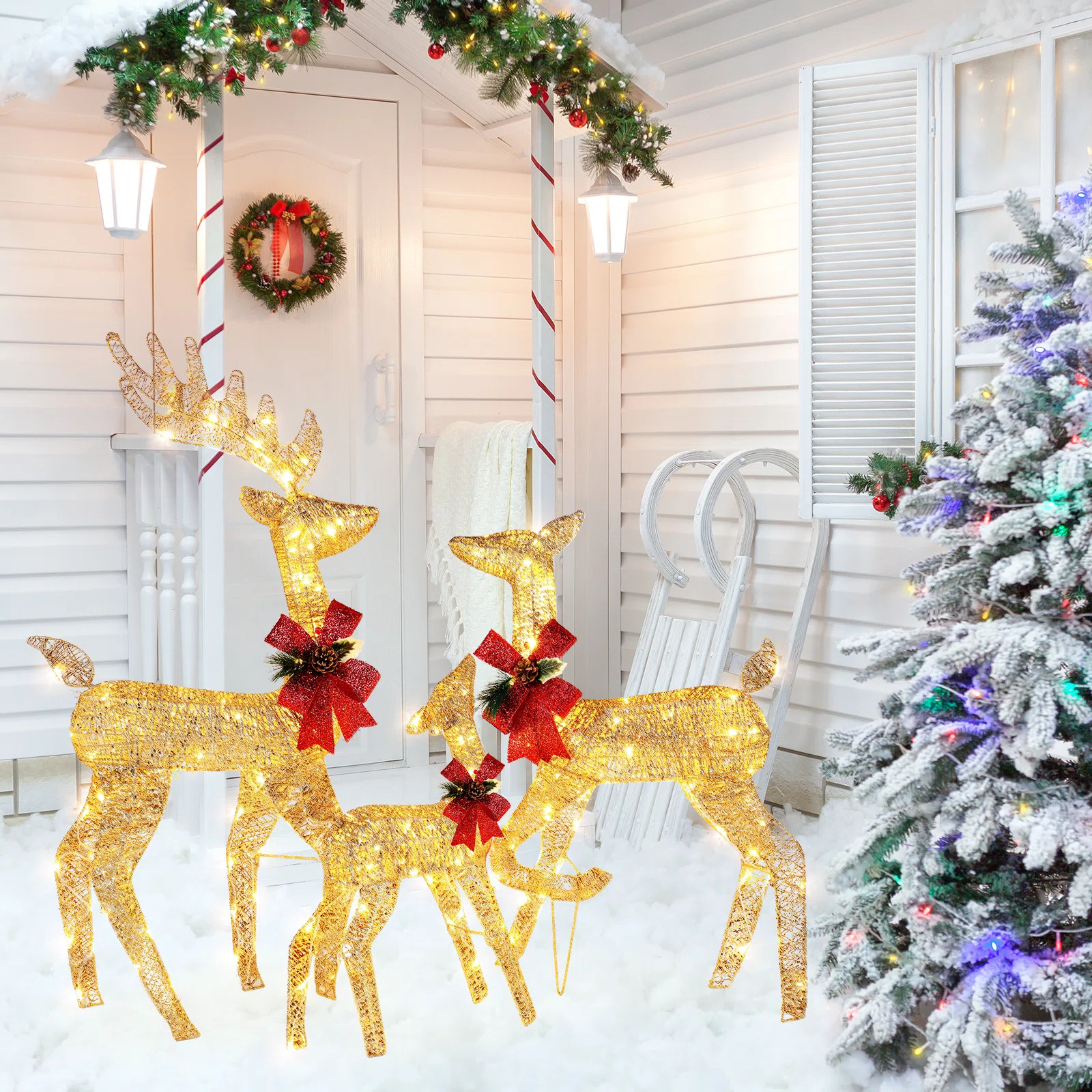 Reindeer Set Outdoor Christmas Decoration With LED Lights | Wayfair North America