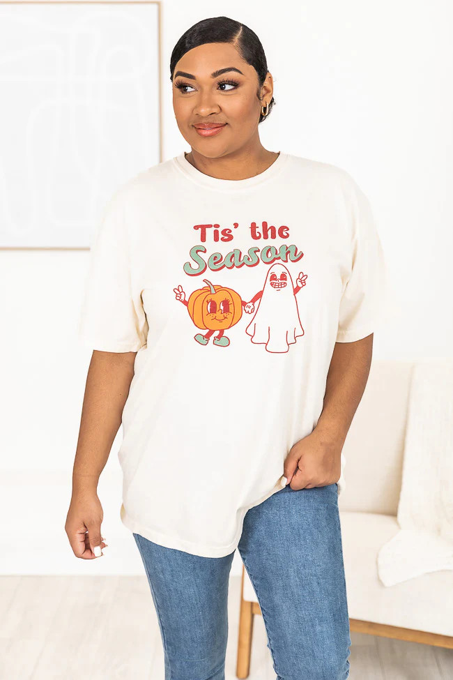 Tis The Season Retro Ivory Graphic Tee | Pink Lily