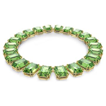 Millenia necklace, Oversized crystals, Octagon cut, Green, Gold-tone plated by SWAROVSKI | SWAROVSKI