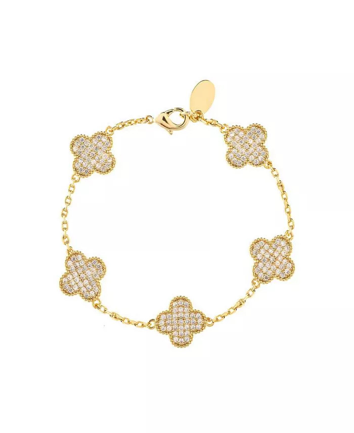 Rivka Friedman Pave Clover Station Bracelet - Macy's | Macy's