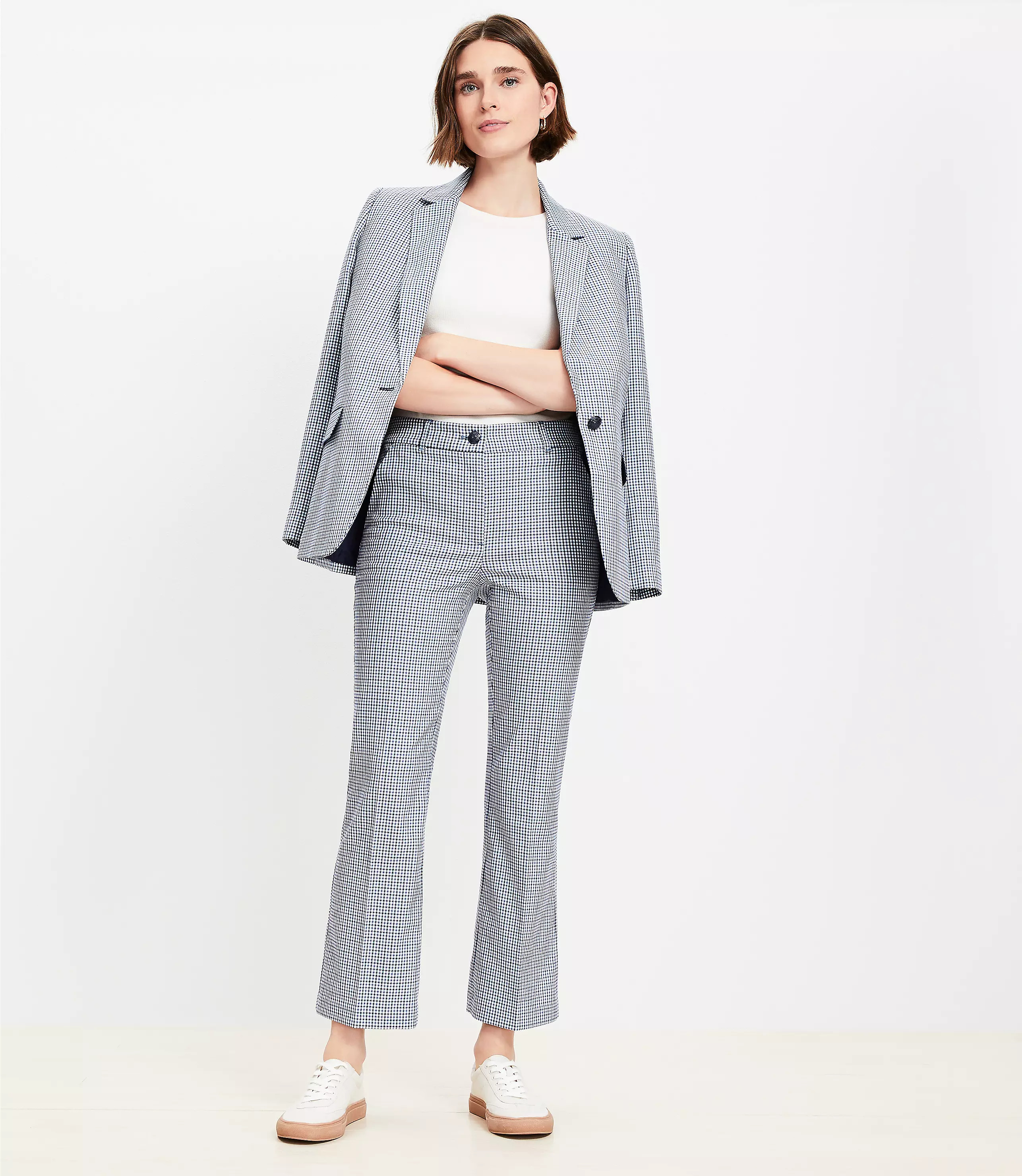 Sutton Ankle Flare Pants in Houndstooth | LOFT