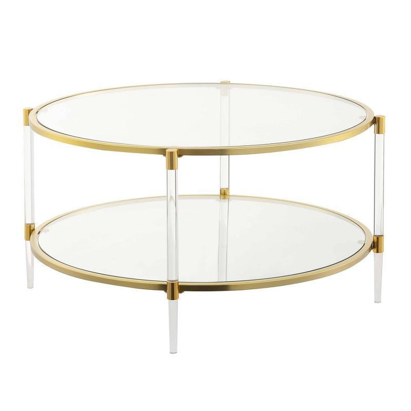 Royal Crest 2 Tier Acrylic Glass Coffee Table Clear/Gold - Breighton Home | Target