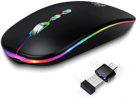 HOTLIFE LED Wireless Mouse, Slim Rechargeable Silent Portable USB Optical 2.4G Wireless Bluetooth... | Amazon (US)