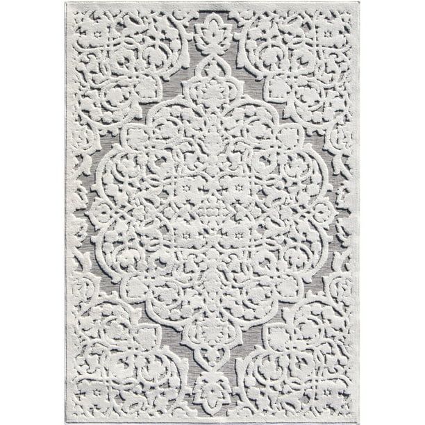 My Texas House Dahlia, Transitional, Medallion Woven Indoor/ Outdoor Area Rug, Natural Gray, 5' x... | Walmart (US)