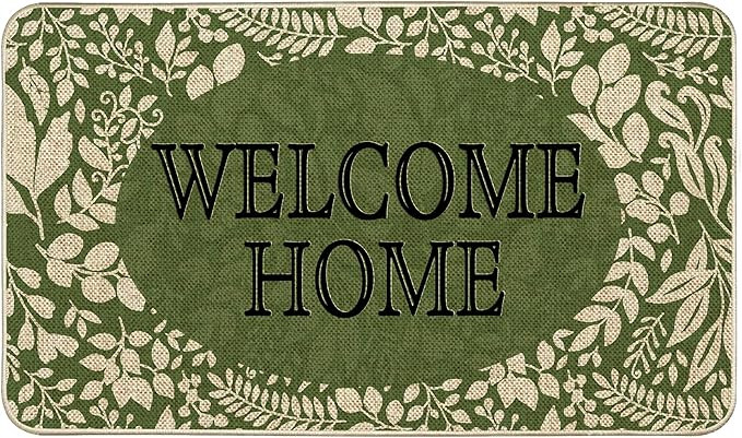 Welcome Spring Door Mat Green Leaves Doormat Indoor Outdoor Entrance Summer Decor Outdoor Rug Low... | Amazon (US)